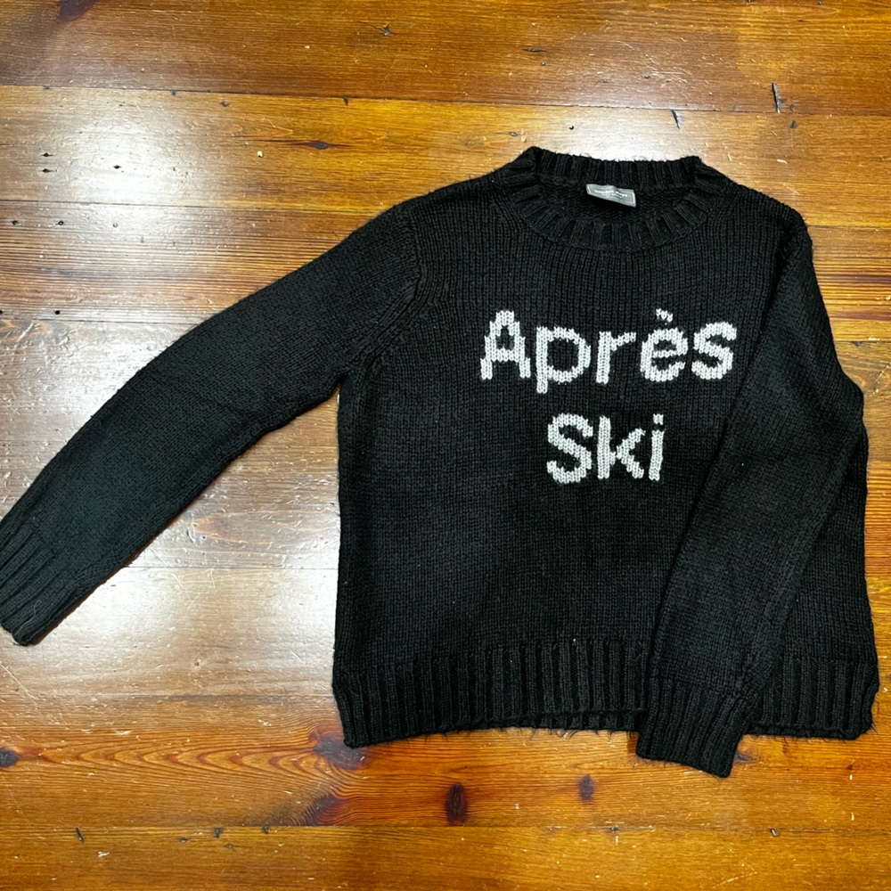 Wooden Ships Mohair Blend Apres Ski Graphic Sweater Black/light gray Size S/M